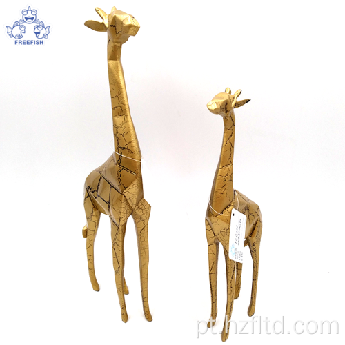 Conjunto de 2 girafas escultura em resina para decoração de casa